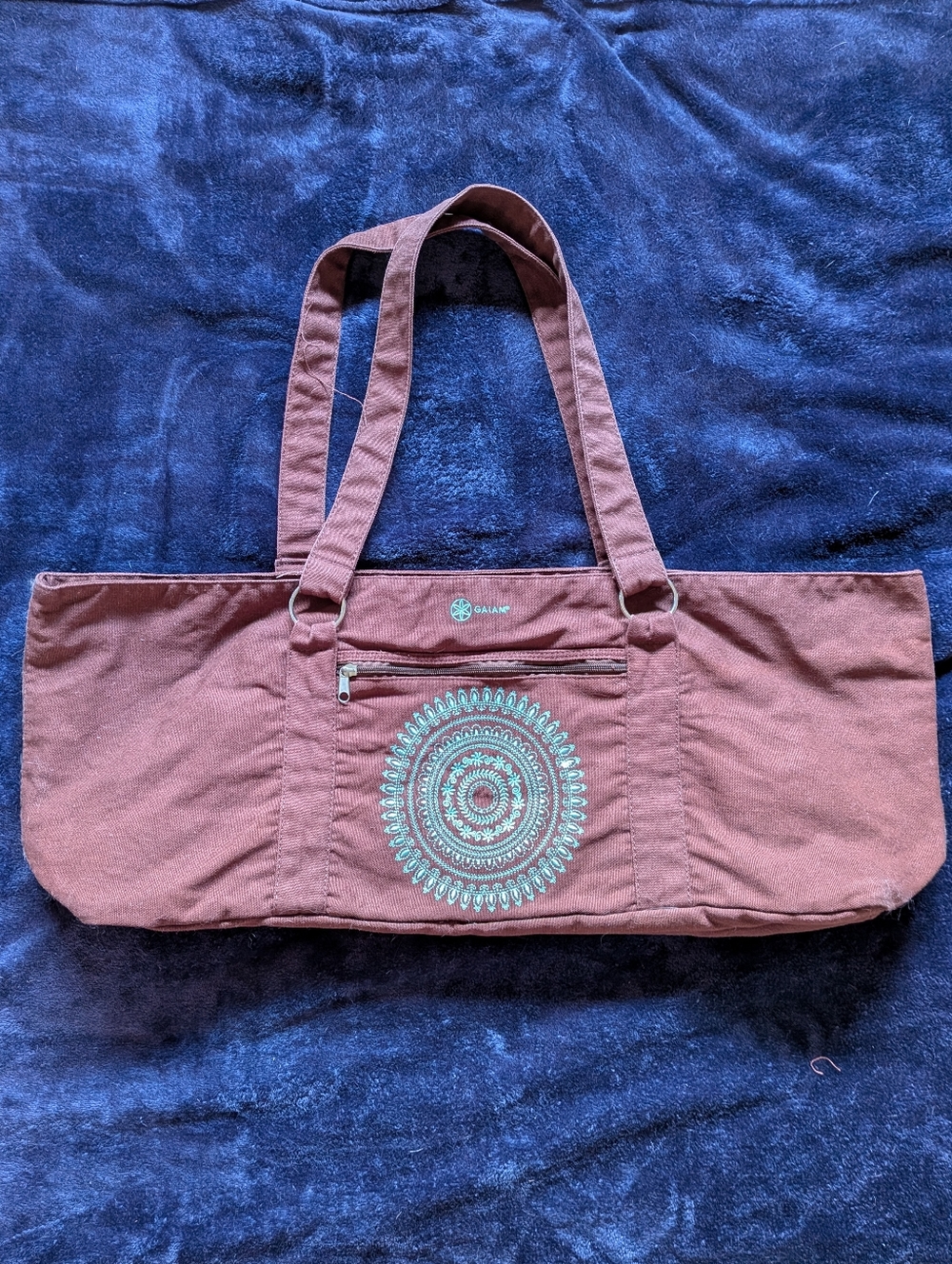 GAIAM Brown Yoga Mat Tote with Teal Mandala